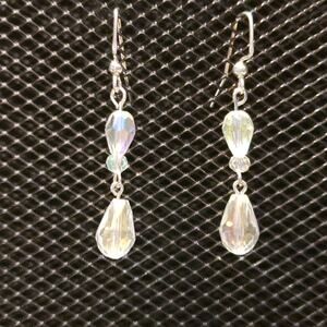 Silver and iridescent crystal earrings